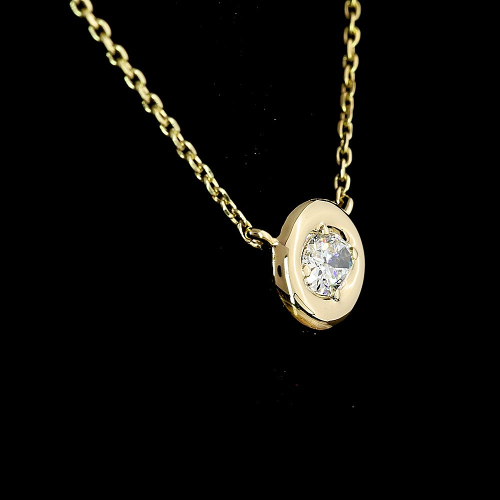 14K Yellow Gold East-West Oval Cut Solitaire Pendant with 0.25 Carats Lab Diamond (E-F Color, VS2 Clarity) - Covaloro Fine Jewelry
