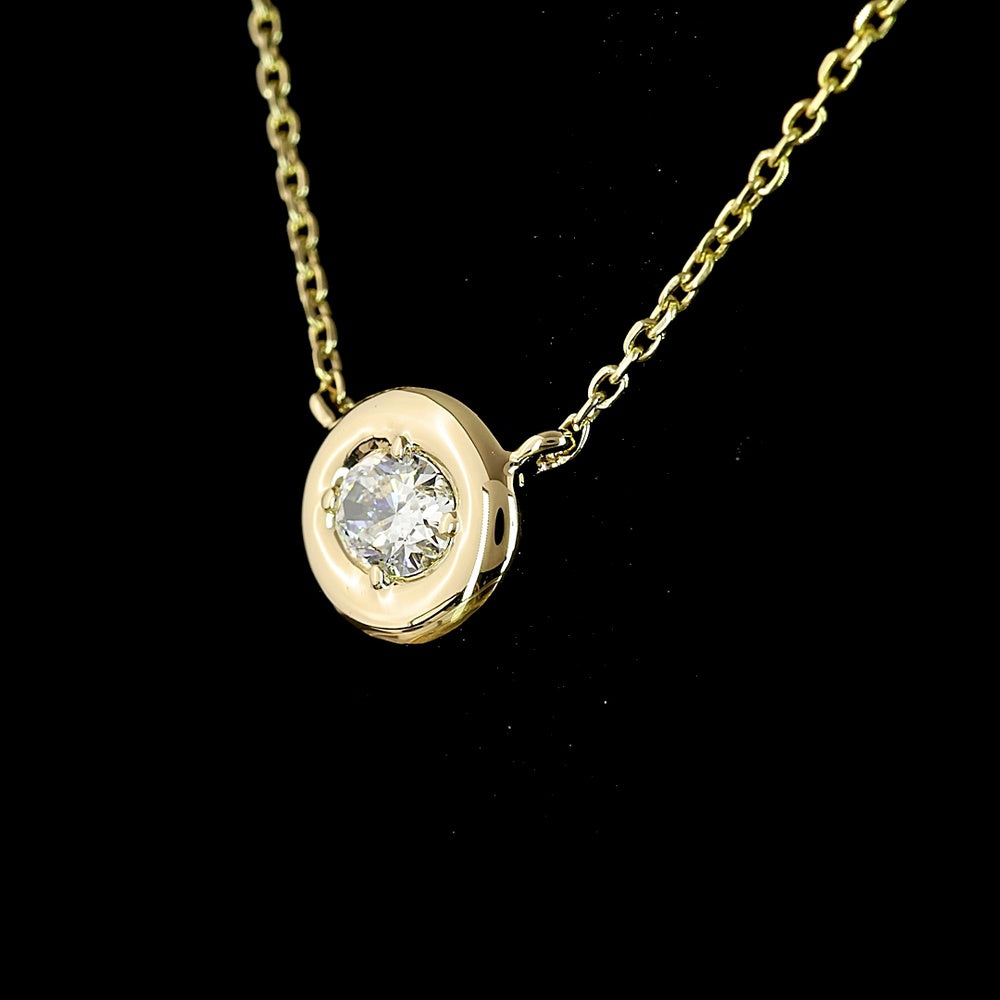 14K Yellow Gold East-West Oval Cut Solitaire Pendant with 0.25 Carats Lab Diamond (E-F Color, VS2 Clarity) - Covaloro Fine Jewelry