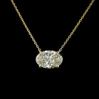14K Yellow Gold East-West Oval Cut Solitaire Pendant with 2.22 Carat Lab-Grown Diamond - IGI Certified E-F VVS2 - Covaloro Fine Jewelry