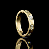 14K Yellow Gold East-West Oval Eternity Band with 7 Flush Set Lab Diamonds - 0.71 Carat Total Weight, E-F Color, VS Clarity - Covaloro Fine Jewelry