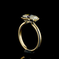 14K Yellow Gold East-West Oval Lab Diamond Solitaire Ring with Half-Bezel Setting - 2.57 Carat E VVS2 IGI Certified - Covaloro Fine Jewelry