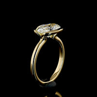 14K Yellow Gold East-West Oval Lab Diamond Solitaire Ring with Half-Bezel Setting - 2.57 Carat E VVS2 IGI Certified - Covaloro Fine Jewelry
