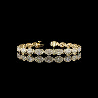 14K Yellow Gold East-West Oval Lab Diamond Tennis Bracelet - 20 Stones, 14.77 Carat Total Weight, E-F Color VS Clarity - Covaloro Fine Jewelry