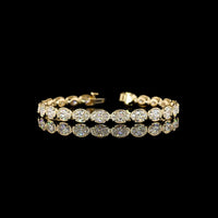 14K Yellow Gold East-West Oval Lab Diamond Tennis Bracelet - 22 Stones, 11.78 Carats Total Diamond Weight, E-F Color VS1 Clarity - Covaloro Fine Jewelry