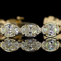 14K Yellow Gold East-West Oval Lab Diamond Tennis Bracelet - 22 Stones, 11.78 Carats Total Diamond Weight, E-F Color VS1 Clarity - Covaloro Fine Jewelry