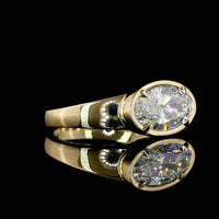 14K Yellow Gold East-West Oval Solitaire Ring with Bezel-Prong Set Lab Diamond - 2.08 Carat E VVS2 GCAL Certified - Covaloro Fine Jewelry