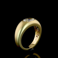 14K Yellow Gold East-West Oval Solitaire Ring with Flush Set Lab Diamond - 1.29 Total Carat Weight, E VVS2 - Covaloro Fine Jewelry