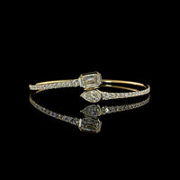 14K Yellow Gold East-West Pear and Emerald Cut Diamond Bangle Bracelet - 4.72 Carat Total Weight Lab Diamonds - Covaloro Fine Jewelry
