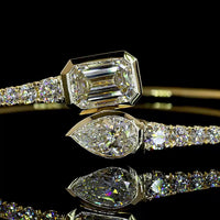 14K Yellow Gold East-West Pear and Emerald Cut Diamond Bangle Bracelet - 4.72 Carat Total Weight Lab Diamonds - Covaloro Fine Jewelry