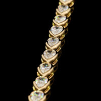 14K Yellow Gold East-West Pear Shape Diamond Tennis Necklace - 11.86 Carat Total Weight, E-F VVS2 Lab Grown Diamonds in Bezel Setting - Covaloro Fine Jewelry