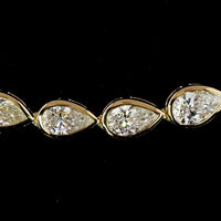 14K Yellow Gold East-West Pear Shape Diamond Tennis Necklace - 11.86 Carat Total Weight, E-F VVS2 Lab Grown Diamonds in Bezel Setting - Covaloro Fine Jewelry