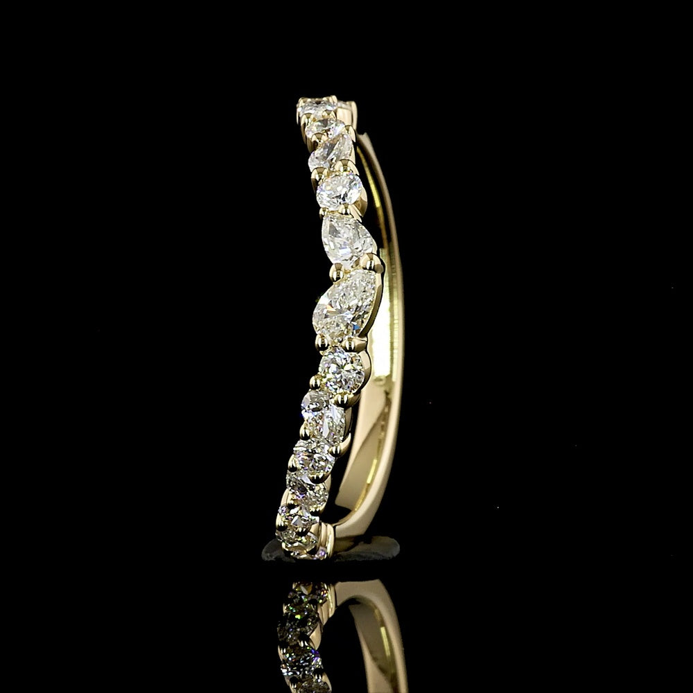 14K Yellow Gold East-West Pear Shape Lab Diamond Solitaire Ring - 1.57 Carat Total Weight, E VVS2, GIA Certified - Covaloro Fine Jewelry