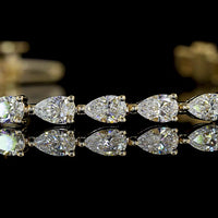 14K Yellow Gold East-West Pear Shaped Lab Diamond Tennis Bracelet - 3.83 Carat Total Weight, 34 Stones, E-F VS Quality - Covaloro Fine Jewelry