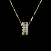 14K Yellow Gold East-West Pendant with Baguette and Round Lab-Grown Diamonds - 1.25 Carat Total Weight, E-F VS1 - Covaloro Fine Jewelry