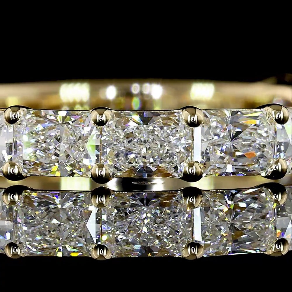 14K Yellow Gold East-West Radiant Cut Lab Diamond 3/4 Eternity Band - 1.64 Carats Total Diamond Weight - Covaloro Fine Jewelry