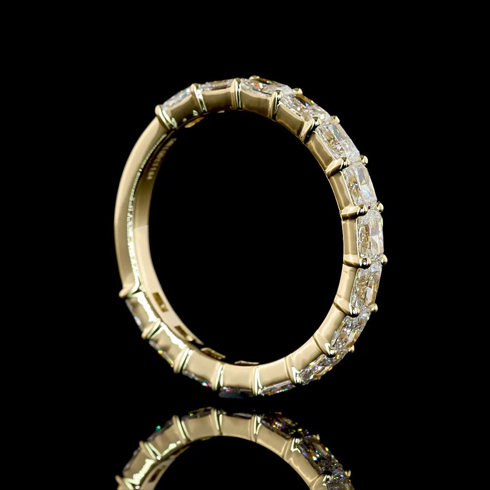 14K Yellow Gold East-West Radiant Cut Lab Diamond 3/4 Eternity Band - 1.64 Carats Total Diamond Weight - Covaloro Fine Jewelry