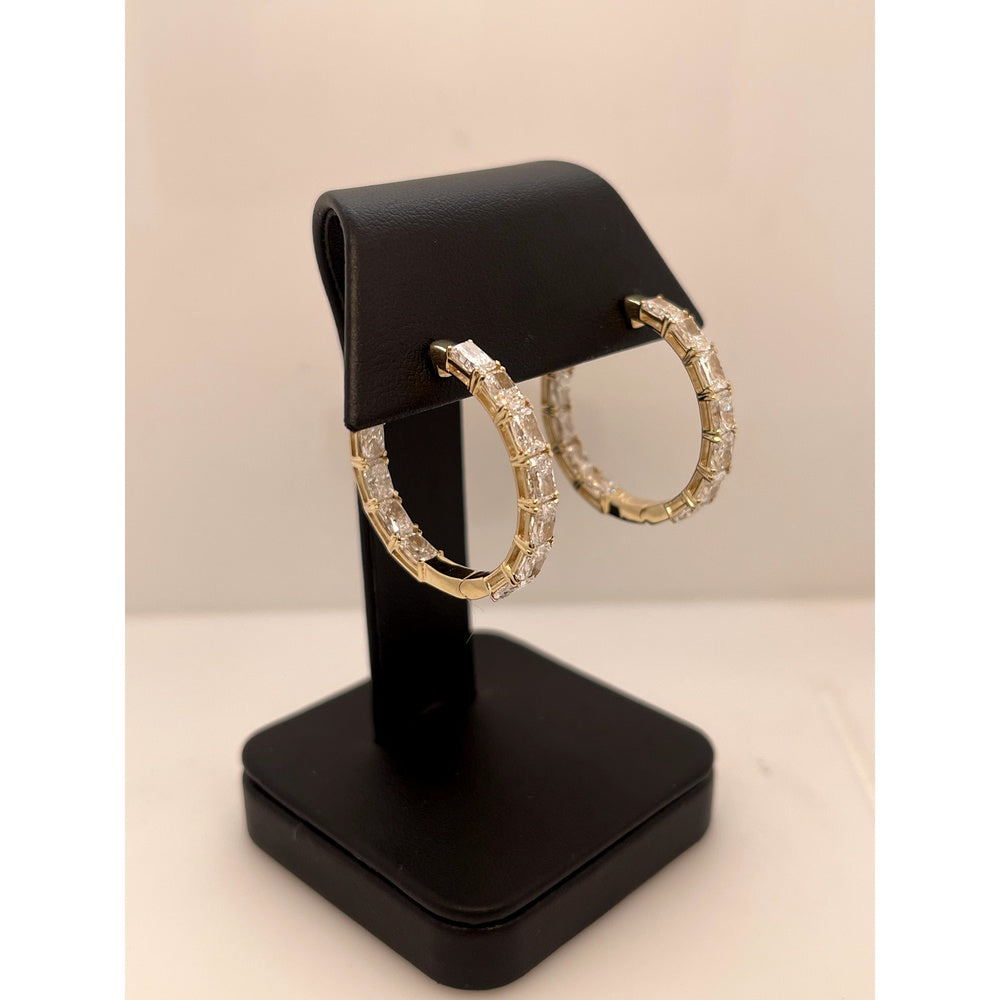 14K Yellow Gold East-West Radiant Cut Lab Diamond Hoop Earrings - 5.54 Carat Total Diamond Weight (E-F Color, VS2 Clarity) - Covaloro Fine Jewelry