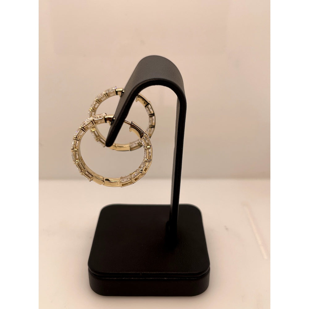 14K Yellow Gold East-West Radiant Cut Lab Diamond Hoop Earrings - 5.54 Carat Total Diamond Weight (E-F Color, VS2 Clarity) - Covaloro Fine Jewelry