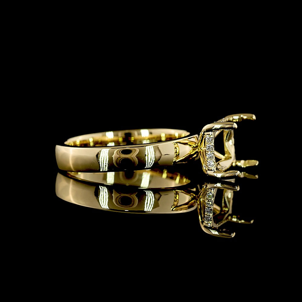 14K Yellow Gold East-West Radiant Cut Lab Diamond Ring with Hidden Halo - 3.71 Carat Total Diamond Weight, E VVS2 Center - Covaloro Fine Jewelry