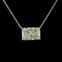 14K Yellow Gold East-West Radiant Cut Solitaire Pendant with 3.03 Carat Lab Diamond - E-F Color, VVS2 Clarity, IGI Certified - Covaloro Fine Jewelry