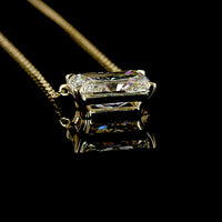 14K Yellow Gold East-West Radiant Cut Solitaire Pendant with 3.03 Carat Lab Diamond - E-F Color, VVS2 Clarity, IGI Certified - Covaloro Fine Jewelry