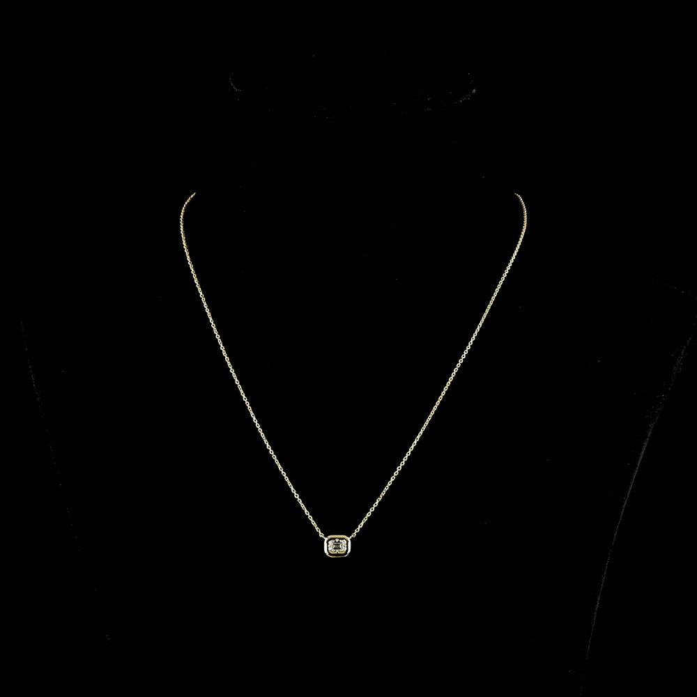 14K Yellow Gold East-West Set Emerald Cut Lab Diamond Solitaire Pendant - 0.26 Carat D VVS2 - Covaloro Fine Jewelry