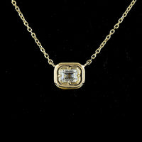 14K Yellow Gold East-West Set Emerald Cut Lab Diamond Solitaire Pendant - 0.26 Carat D VVS2 - Covaloro Fine Jewelry
