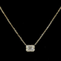 14K Yellow Gold East-West Set Emerald Cut Lab Diamond Solitaire Pendant - 0.42 Carat Total Diamond Weight - Covaloro Fine Jewelry