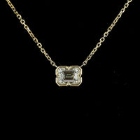 14K Yellow Gold East-West Set Emerald Cut Lab Diamond Solitaire Pendant - 0.42 Carat Total Diamond Weight - Covaloro Fine Jewelry