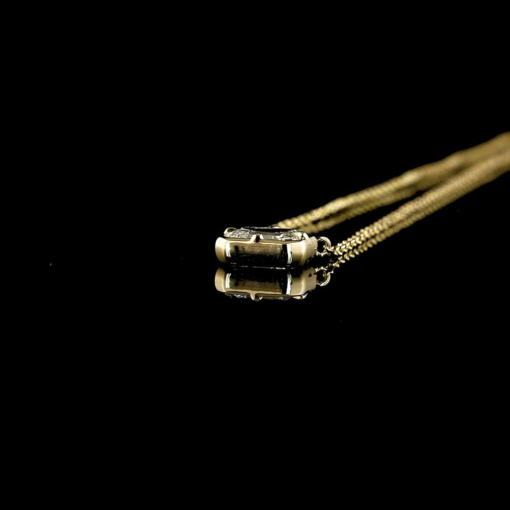 14K Yellow Gold East-West Set Emerald Cut Lab Diamond Solitaire Pendant - 0.42 Carat Total Diamond Weight - Covaloro Fine Jewelry