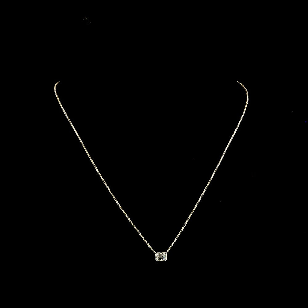 14K Yellow Gold East-West Set Emerald Cut Lab Diamond Solitaire Pendant - 0.42 Carat Total Diamond Weight - Covaloro Fine Jewelry