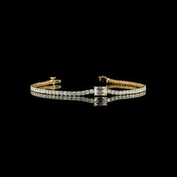 14K Yellow Gold East-West Set Emerald Cut Tennis Bracelet with 5.14 Carat Lab Diamonds - 1.19 Carat Center Stone & 72 Brilliant Cut Accents - GIA Certified - Covaloro Fine Jewelry