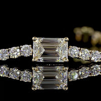 14K Yellow Gold East-West Set Emerald Cut Tennis Bracelet with 5.14 Carat Lab Diamonds - 1.19 Carat Center Stone & 72 Brilliant Cut Accents - GIA Certified - Covaloro Fine Jewelry