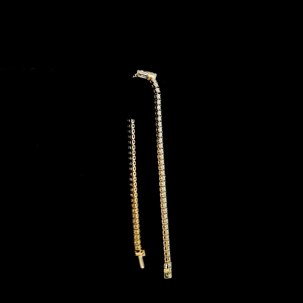 14K Yellow Gold East-West Set Emerald Cut Tennis Bracelet with 5.14 Carat Lab Diamonds - 1.19 Carat Center Stone & 72 Brilliant Cut Accents - GIA Certified - Covaloro Fine Jewelry