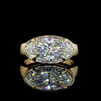 14K Yellow Gold East-West Set Oval Cut Lab Diamond Solitaire Ring - 3.12 Carat E VVS2 Certified - Covaloro Fine Jewelry