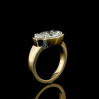 14K Yellow Gold East-West Set Oval Cut Lab Diamond Solitaire Ring - 3.12 Carat E VVS2 Certified - Covaloro Fine Jewelry