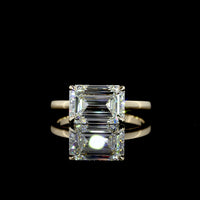 14K Yellow Gold East-West Set Solitaire Ring with 3.04 Carat Emerald Cut Lab Diamond - E Color VVS2 Clarity IGI Certified - Covaloro Fine Jewelry