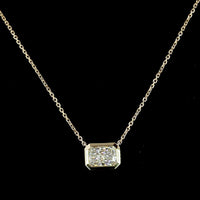 14K Yellow Gold East-West Solitaire Pendant with 1.04 Carat Emerald Cut Lab Diamond - D Color IF Clarity Bezel Set - Covaloro Fine Jewelry