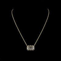 14K Yellow Gold East-West Solitaire Pendant with 11.11 Carat Emerald Cut Lab Diamond - IGI Certified E-F VVS2 - Covaloro Fine Jewelry