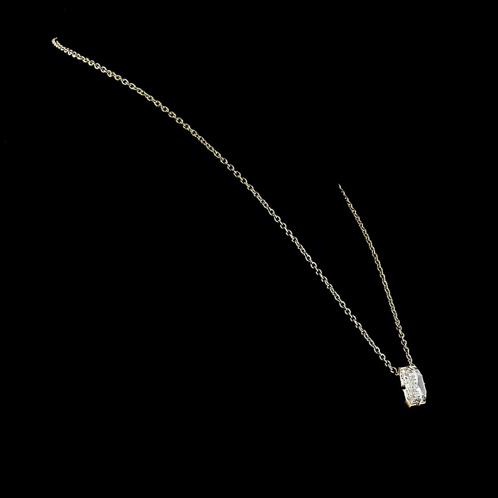 14K Yellow Gold East-West Solitaire Pendant with 11.11 Carat Emerald Cut Lab Diamond - IGI Certified E-F VVS2 - Covaloro Fine Jewelry