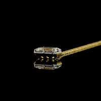 14K Yellow Gold East-West Solitaire Pendant with 3.60 Carat Emerald Cut Lab Diamond - E-F Color, VVS2 Clarity - Covaloro Fine Jewelry