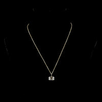 14K Yellow Gold East-West Solitaire Pendant with 3.60 Carat Emerald Cut Lab Diamond - E-F Color, VVS2 Clarity - Covaloro Fine Jewelry