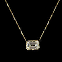14K Yellow Gold East-West Solitaire Pendant with 5.04 Carat Emerald Cut Lab Diamond (E-F Color, VVS2 Clarity) - Covaloro Fine Jewelry