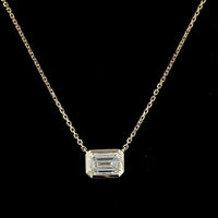 14K Yellow Gold East-West Solitaire Pendant with Bezel Set Radiant Cut Lab Diamond - 1.04 Carat E-F VVS2 IGI Certified - Covaloro Fine Jewelry