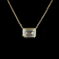 14K Yellow Gold East-West Solitaire Pendant with Bezel Set Radiant Cut Lab Diamond - 1.04 Carat E-F VVS2 IGI Certified - Covaloro Fine Jewelry