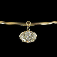 14K Yellow Gold East-West Solitaire Pendant with Oval Cut Lab Diamond - 2.50 Carat Total Diamond Weight - Covaloro Fine Jewelry