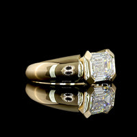 14K Yellow Gold East-West Solitaire Ring with 3.01 Carat Emerald Cut Lab Diamond - D VS2 IGI Certified - 6.02 Total Carat Weight - Covaloro Fine Jewelry