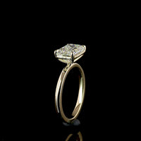 14K Yellow Gold East-West Solitaire Ring with 3.10 Carat Emerald Cut Lab Diamond - E VVS2 IGI Certified - Covaloro Fine Jewelry