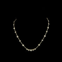 14K Yellow Gold East-West Station Necklace with 4.61 Carats Lab Diamonds - Oval and Heart Cut Bezel Set Stones (E-F VS2) - Covaloro Fine Jewelry