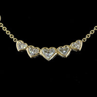 14K Yellow Gold East-West Station Necklace with 4.61 Carats Lab Diamonds - Oval and Heart Cut Bezel Set Stones (E-F VS2) - Covaloro Fine Jewelry